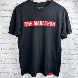 The Marathon Clothing Nipsey Hussle Men Shirt Black Red Box Logo Spellout Sz Med